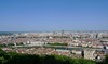 Blick von oben auf die Insel zwischen Rhone und Saone